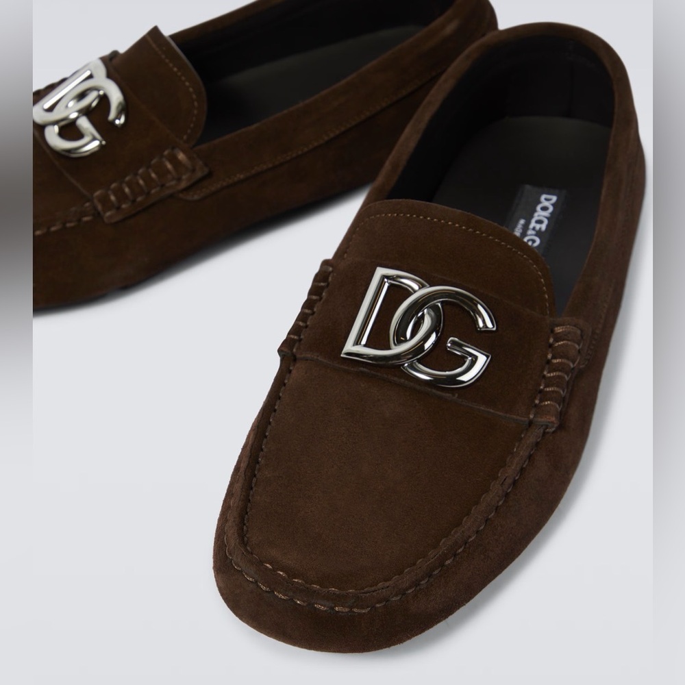 Dolce Gabbana Men’s DG Leather Driving Shoes Size 8D US/ 41 EU Brown